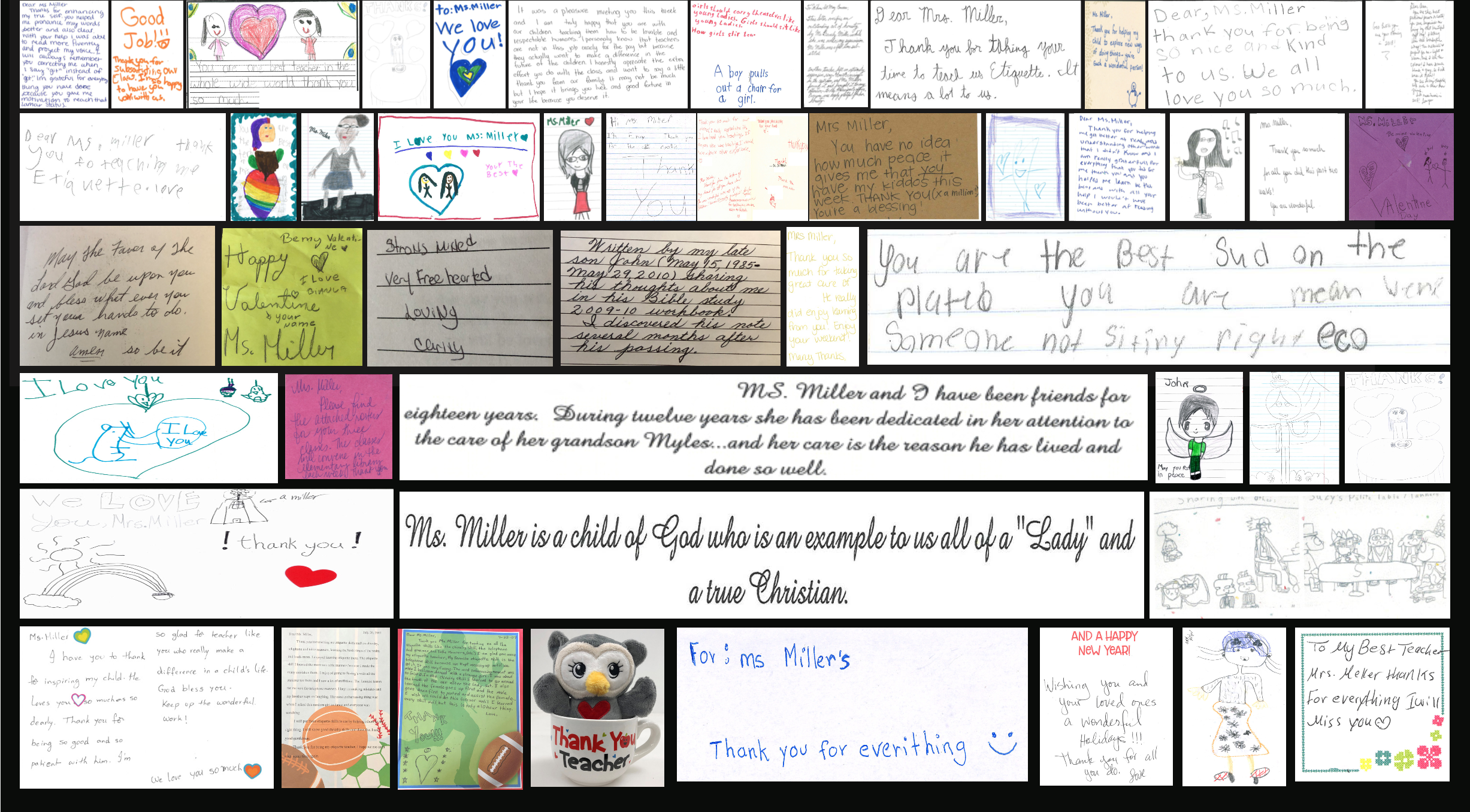 Thank you message collage from the students of Ann Miller Etiquette